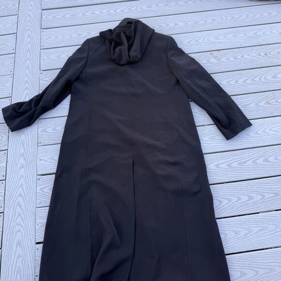 Gallery Sz 12 Full Length Winter Raincoat Black Removable Hood Trenchcoat - Picture 1 of 8